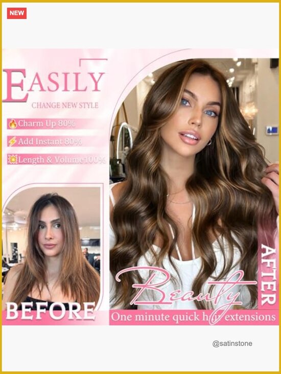 Clip in Hair Extensions Real Human Hair Seamless Balayage Double Weft 16inch 90g main image 5